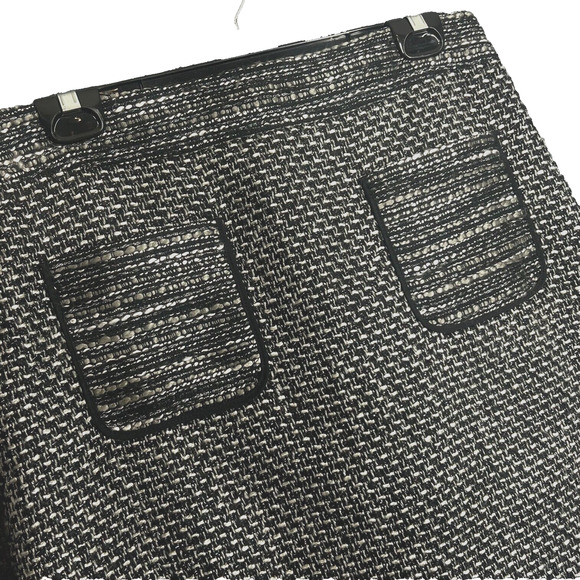 Loft Tweed Mini Skirt Womens 6 Black Silver Metallic Business Casual Sexy Short - Picture 2 of 11